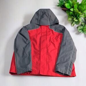 Land's End Men's 3-in-1 Squall Jacket Red/Gray with Reflective Piping Size L